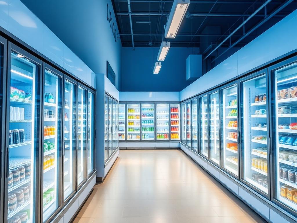 Expositores refrigerados em supermercado